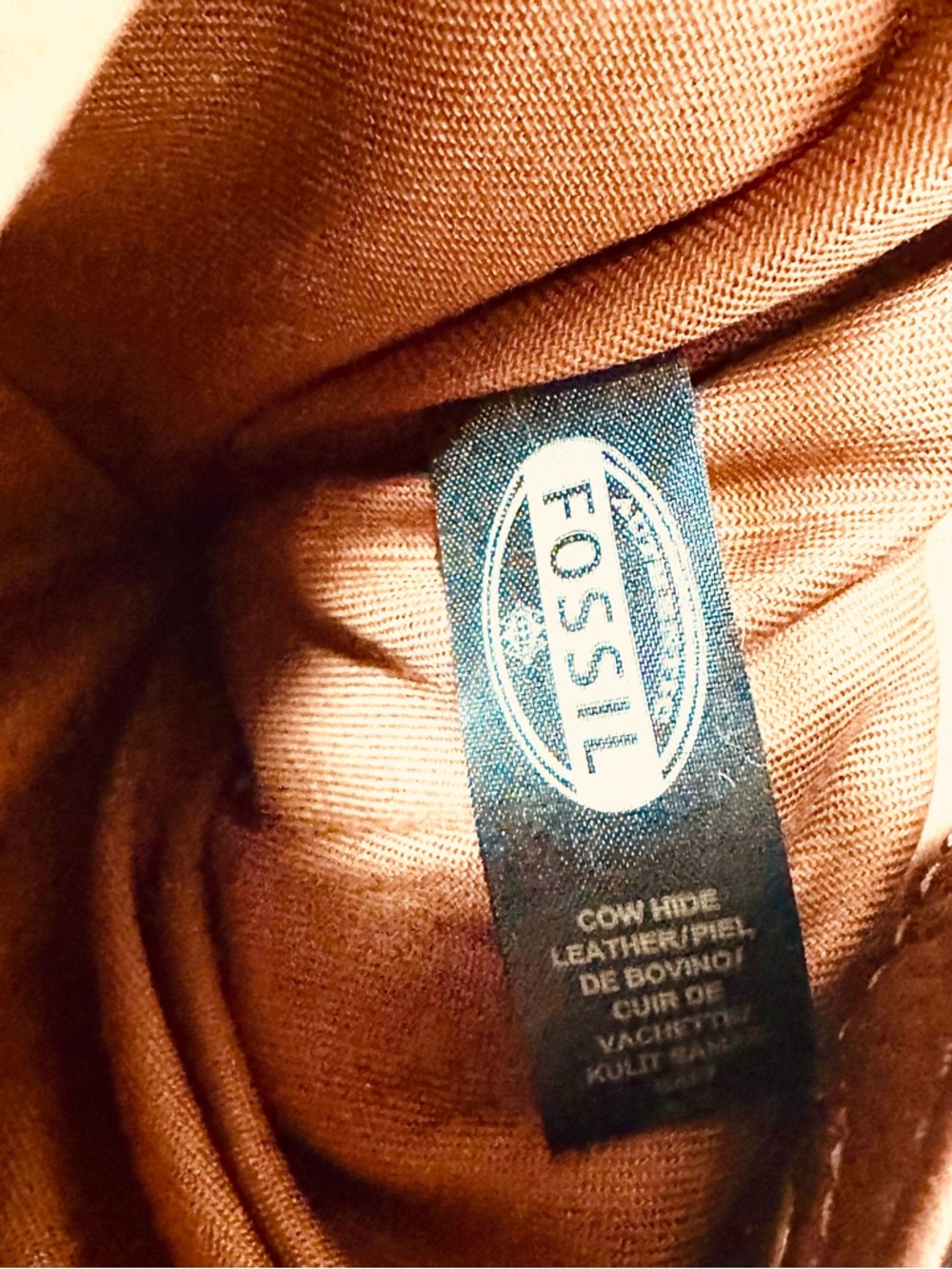 Fossil Cognac Brown Leather Tote Bag - Picture 6 of 16